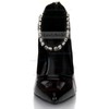 Women's Black Patent Leather Pumps with Zipper/Crystal #LDB03030635