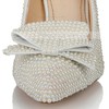 Women's White Patent Leather Pumps with Bowknot/Pearl #LDB03030637