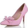 Women's Pink Patent Leather Pumps with Bowknot/Pearl #LDB03030638