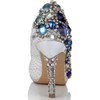 Women's White Real Leather Pumps with Crystal/Crystal Heel #LDB03030640