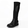 Women's Black Real Leather Knee High Boots with Split Joint #LDB03030647