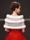 Faux Fur Off-the-Shoulder Sleeveless Shawl with Lace/Beading #LDB03040026