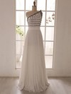 Pretty Ivory Chiffon One Shoulder Pearl Detailing Sweep Train Prom Dress #LDB02018080