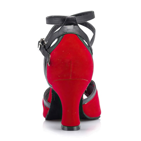 Women's Red Velvet Kitten Heel Sandals #LDB03030655
