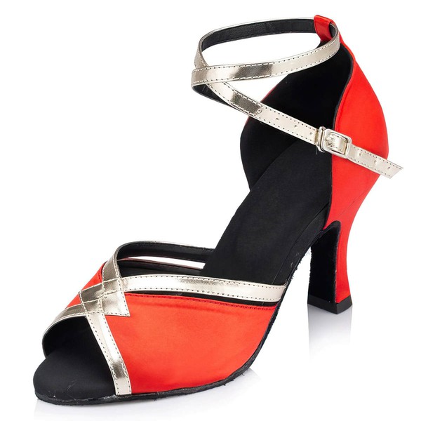 Women's Red Velvet Kitten Heel Sandals #LDB03030656