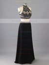 Popular A-line Black Chiffon Crystal Detailing Two Piece High Neck Prom Dress #LDB02018800