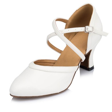Women's White Leatherette Kitten Heel Pumps #LDB03030657