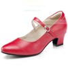 Women's Red Real Leather Low Heel Pumps #LDB03030665