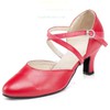 Women's Red Real Leather Low Heel Heels #LDB03030666
