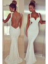 Trumpet/Mermaid Open Back Ivory Sequined Sweetheart Sparkly Prom Dresses #LDB02016105
