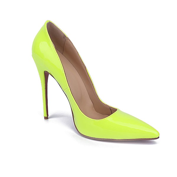 Women's Grass Green Patent Leather Stiletto Heel Pumps