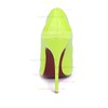 Women's Grass Green Patent Leather Stiletto Heel Pumps #LDB03030669