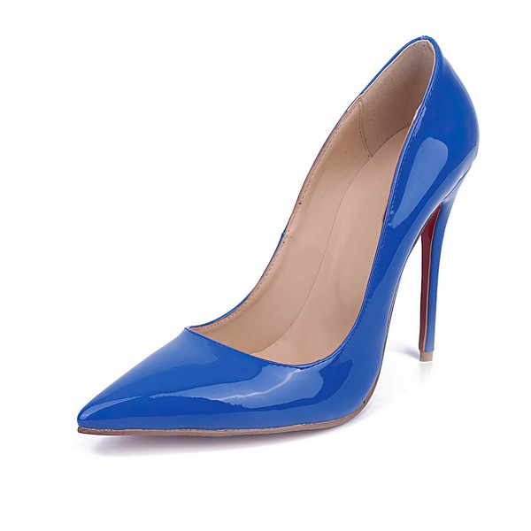 Women's Blue Patent Leather Stiletto Heel Pumps
