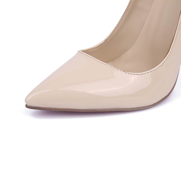 Women's Champagne Patent Leather Stiletto Heel Pumps #LDB03030674
