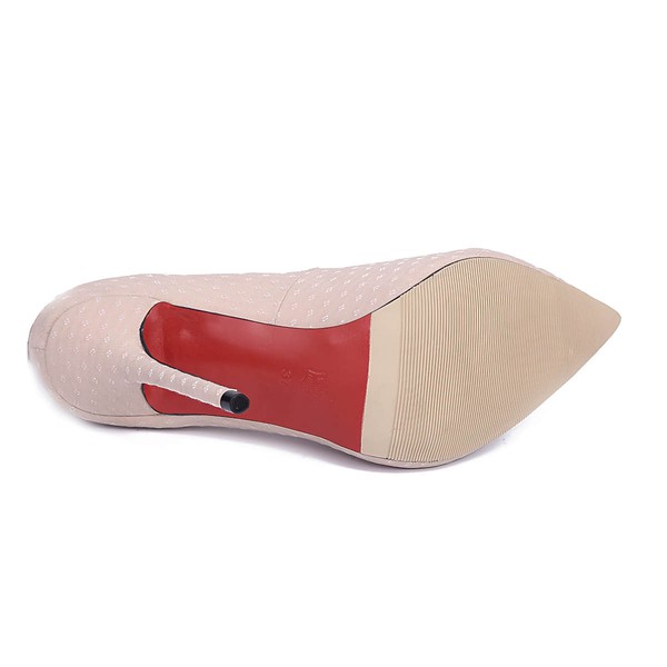 Women's Pale Pink Cloth Stiletto Heel Pumps #LDB03030675