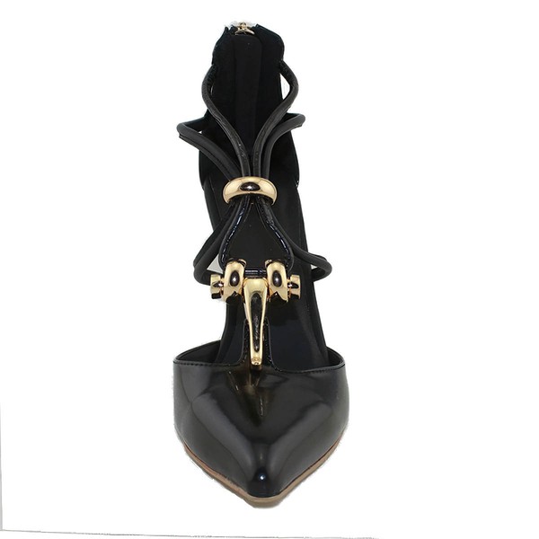 Women's Black Patent Leather Stiletto Heel Pumps #LDB03030679