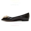 Women's Black Real Leather Flat Heel Closed Toe #LDB03030682