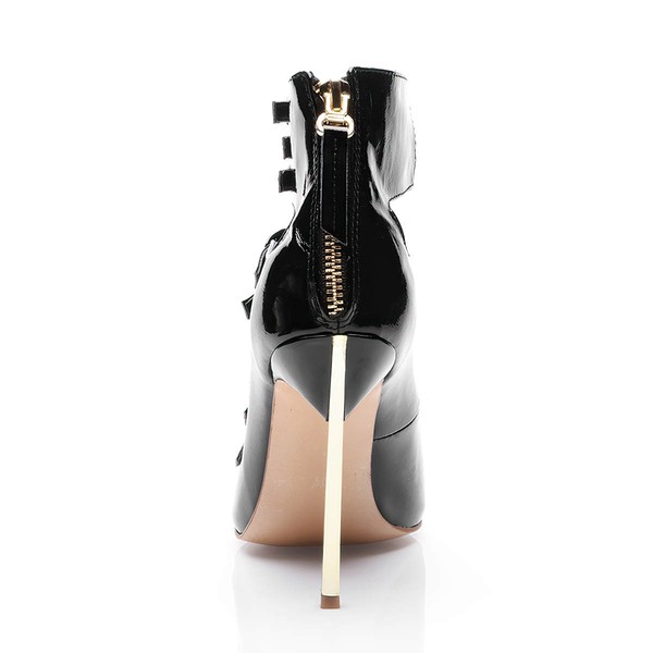 Women's Black Patent Leather Stiletto Heel Pumps #LDB03030686