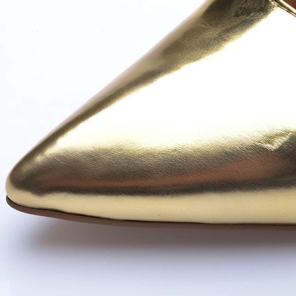 Women's Gold Patent Leather Stiletto Heel Pumps #LDB03030687