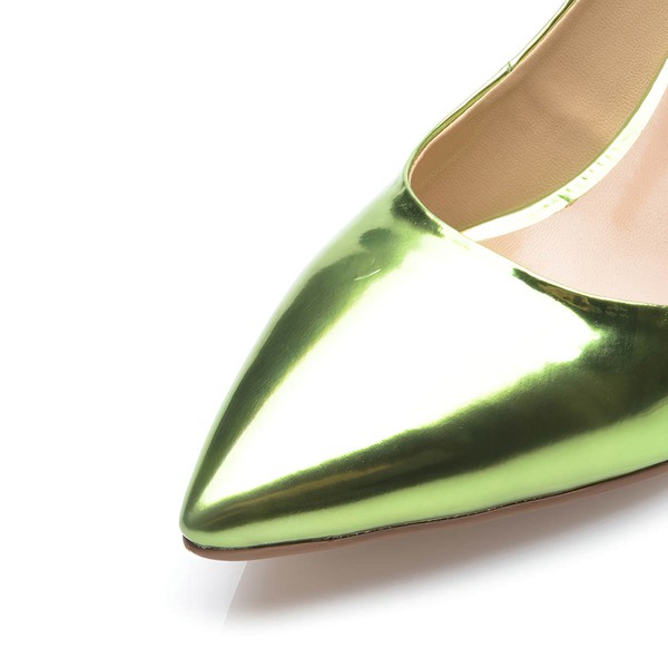 Women's Green Patent Leather Kitten Heel Pumps #LDB03030694