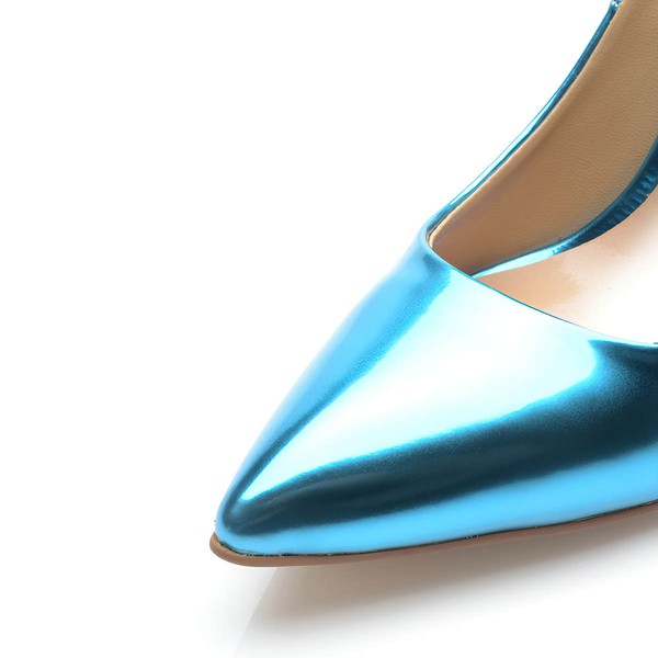 Women's Blue Patent Leather Stiletto Heel Pumps #LDB03030698