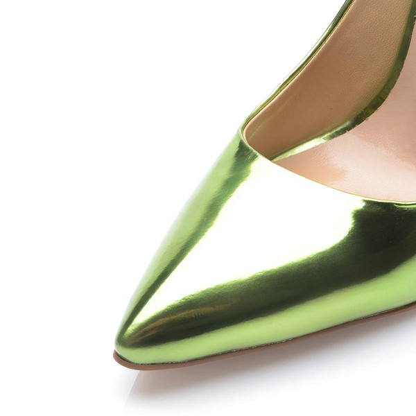 Women's Green Patent Leather Stiletto Heel Pumps #LDB03030699