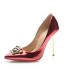 Women's Burgundy Patent Leather Stiletto Heel Pumps #LDB03030704