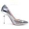 Women's Silver Patent Leather Stiletto Heel Pumps #LDB03030709