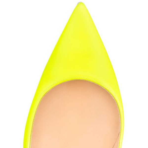 Women's Yellow Patent Leather Stiletto Heel Pumps #LDB03030716
