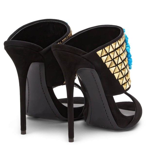 Women's Black Suede Stiletto Heel Pumps #LDB03030720