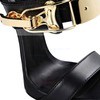 Women's Black Real Leather Stiletto Heel Pumps #LDB03030723