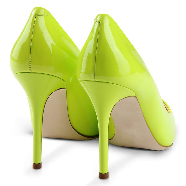 Women's Grass Green Patent Leather Stiletto Heel Pumps #LDB03030726