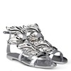 Women's Silver Patent Leather Flat Heel Sandals #LDB03030727