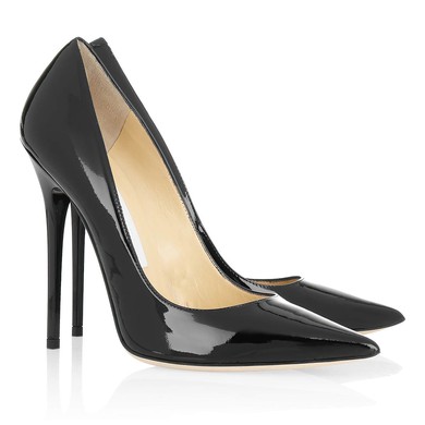 Women's Black Patent Leather Stiletto Heel Pumps #LDB03030731