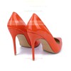 Women's Orange Patent Leather Stiletto Heel Pumps #LDB03030735