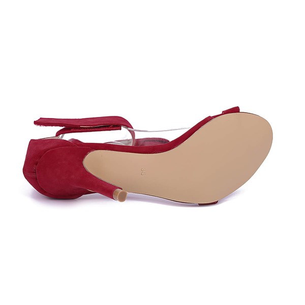 Women's Burgundy Suede Stiletto Heel Sandals