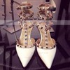 Women's White Patent Leather Kitten Heel Pumps #LDB03030743