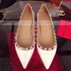 Women's White Patent Leather Flat Heel Flats #LDB03030746