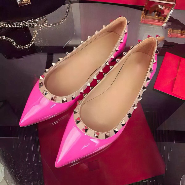 Women's Pale Pink Patent Leather Flat Heel Flats