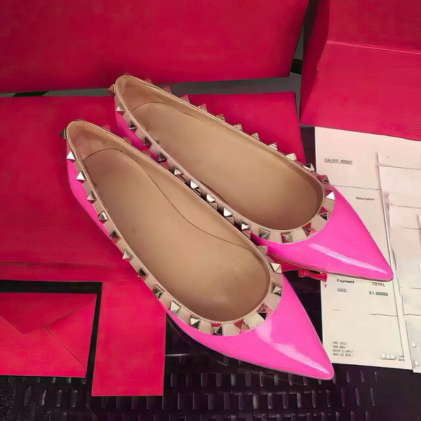 Women's Pale Pink Patent Leather Flat Heel Flats