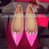 Women's Pale Pink Patent Leather Flat Heel Flats #LDB03030747