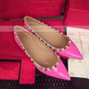 Women's Pale Pink Patent Leather Flat Heel Flats #LDB03030747