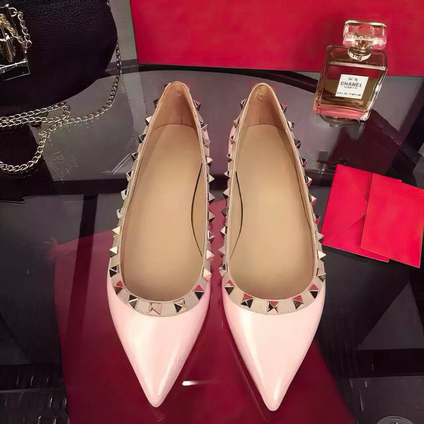 Women's Pink Patent Leather Flat Heel Flats