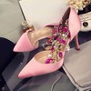 Women's Pink Satin Stiletto Heel Pumps #LDB03030750