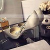 Women's Ivory Satin Stiletto Heel Pumps #LDB03030752