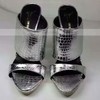 Women's Silver Real Leather Stiletto Heel Sandals #LDB03030758