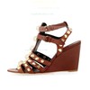 Women's Brown Real Leather Wedge Heel Sandals #LDB03030767