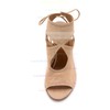 Women's Apricot Suede Wedge Heel Sandals #LDB03030773