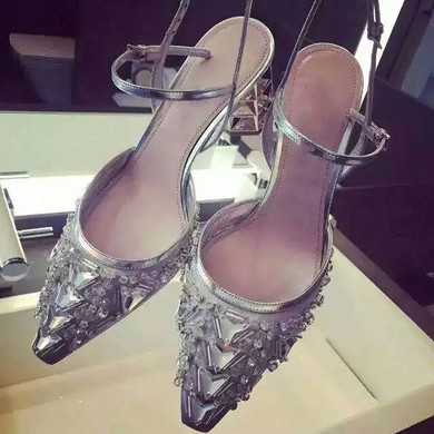 Women's Silver Satin Stiletto Heel Pumps #LDB03030777