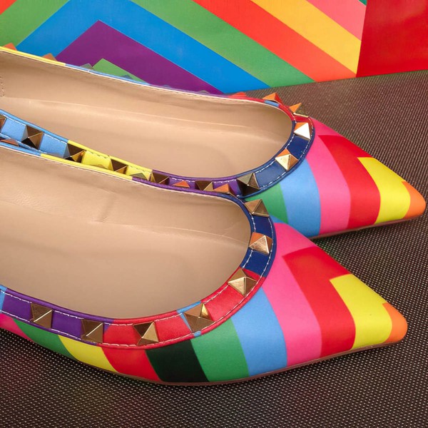 Women's Multi-color Real Leather Flat Heel Flats #LDB03030778